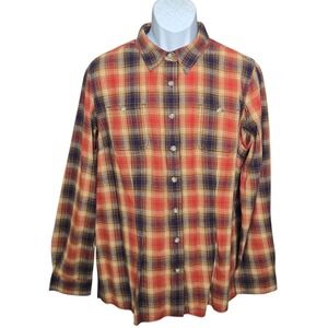 Duluth Trading Womens Free Swingin Flannel Shirt Size Large Plaid Country Chore‎